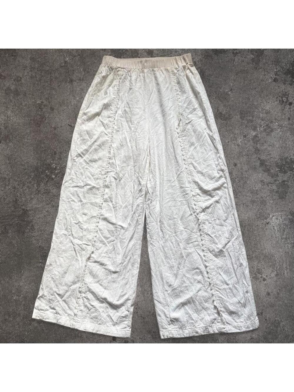 Beautful cotton wide leg pants with elastic waistband